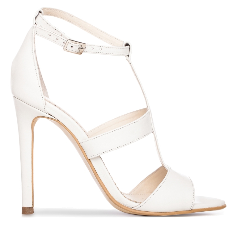 White bridal sandals with high heel Bianca