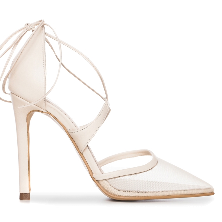 Ivory  sandals with lace and high heel Charllote