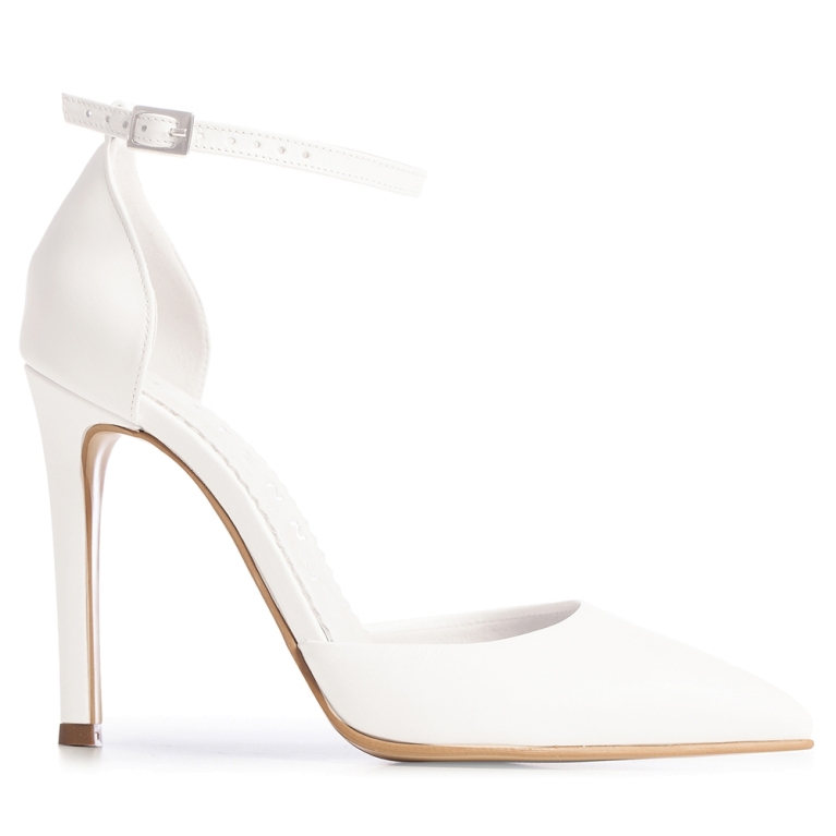 White bridal sandals with ankle strap Chloe